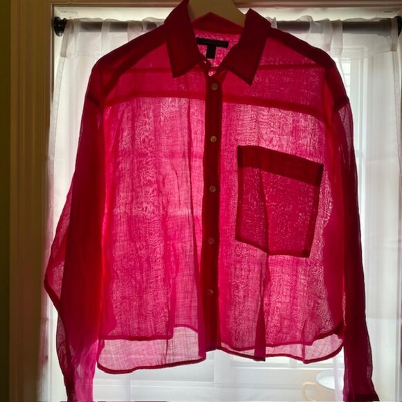 Banana Republic Sheer Hot Pink Shirt - Picture 5 of 6